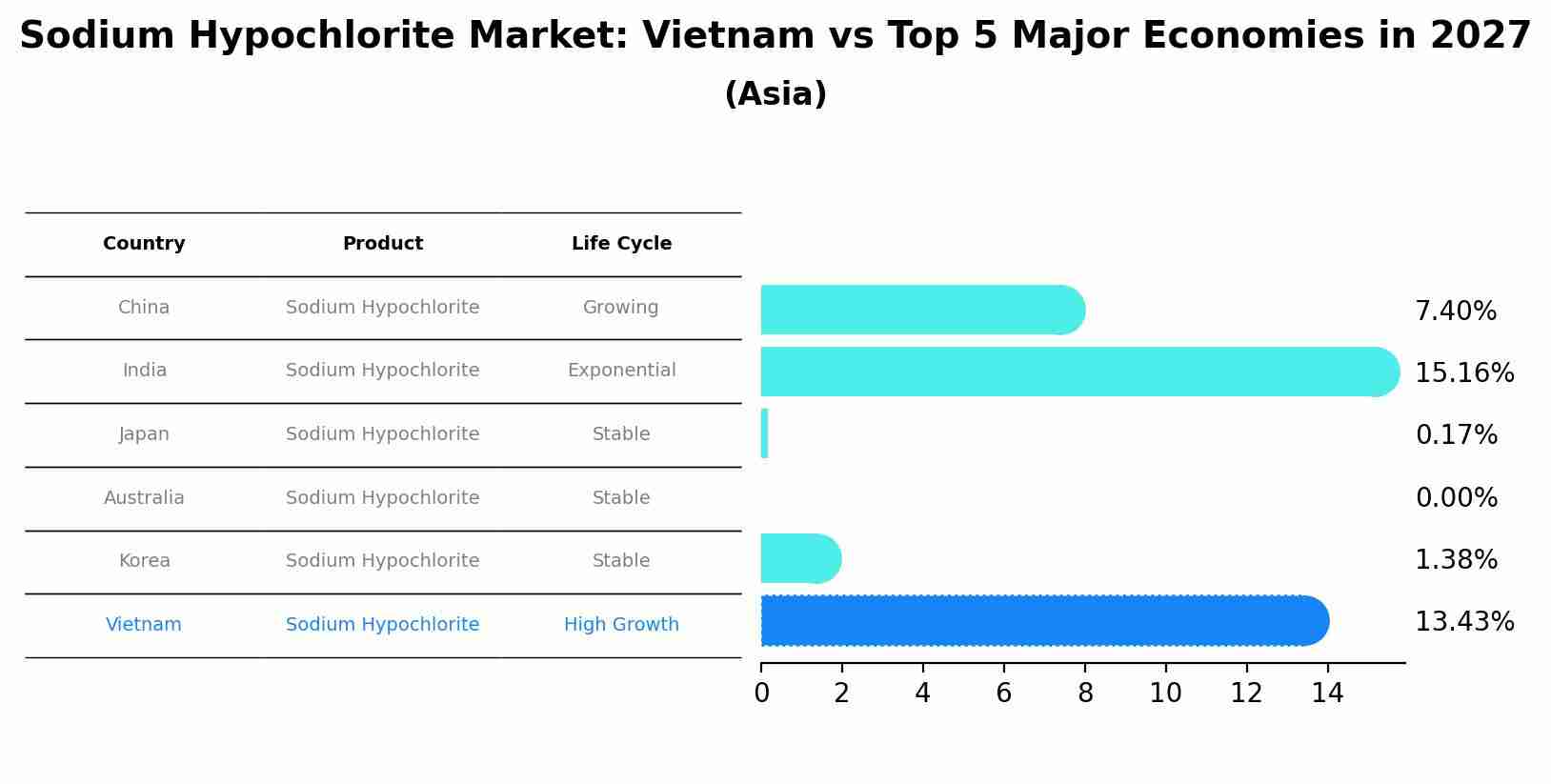 Sodium Hypochlorite Market: Vietnam vs Top 5 Major Economies in 2027 (Asia)