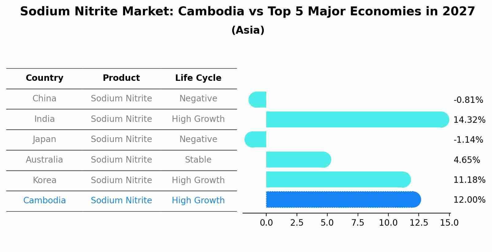 Sodium Nitrite Market: Cambodia vs Top 5 Major Economies in 2027 (Asia)