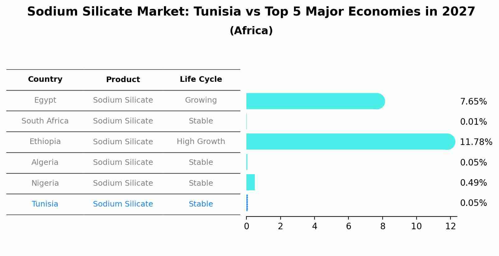 Sodium Silicate Market: Tunisia vs Top 5 Major Economies in 2027 (Africa)