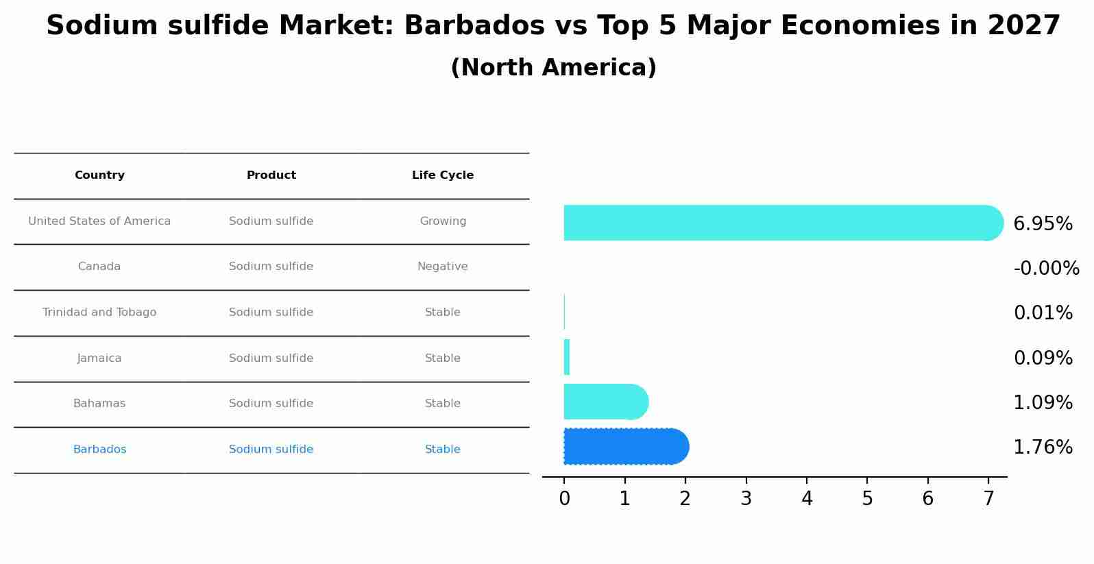 Sodium sulfide Market: Barbados vs Top 5 Major Economies in 2027 (North America)