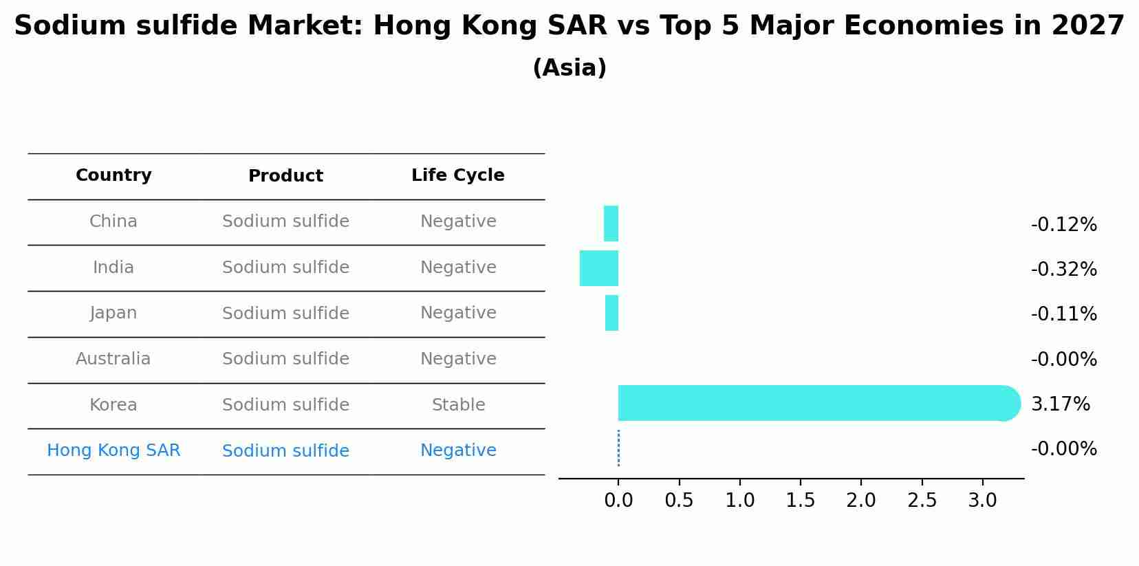 Sodium sulfide Market: Hong Kong SAR vs Top 5 Major Economies in 2027 (Asia)