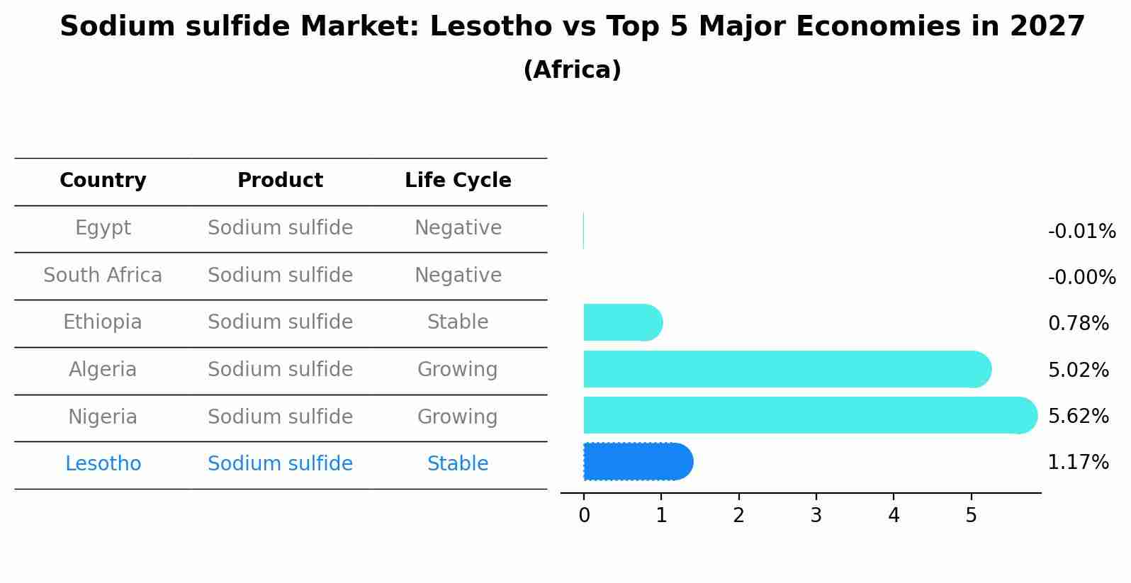Sodium sulfide Market: Lesotho vs Top 5 Major Economies in 2027 (Africa)