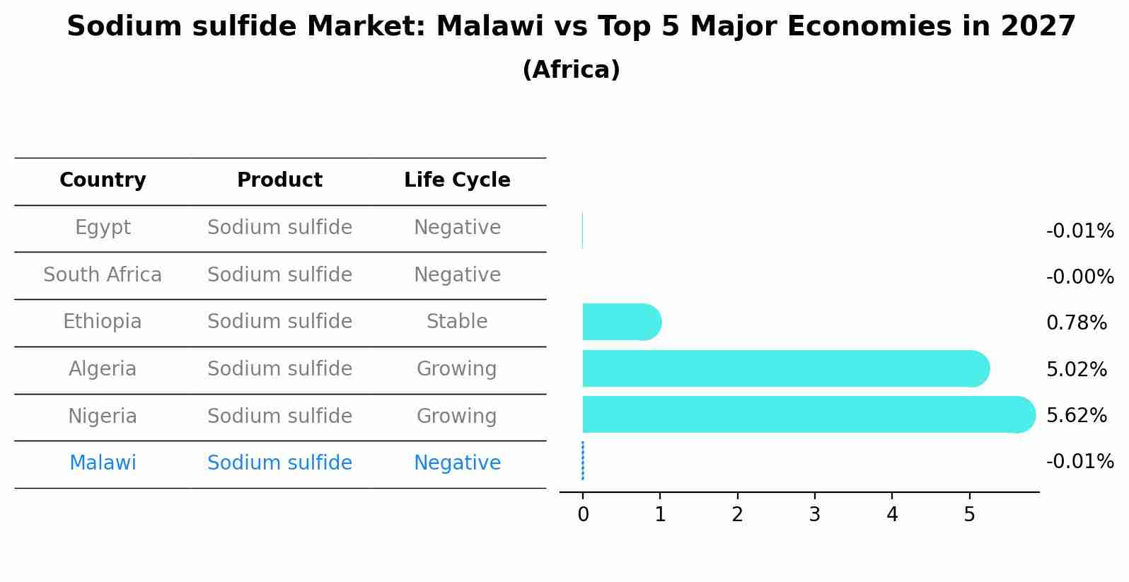 Sodium sulfide Market: Malawi vs Top 5 Major Economies in 2027 (Africa)