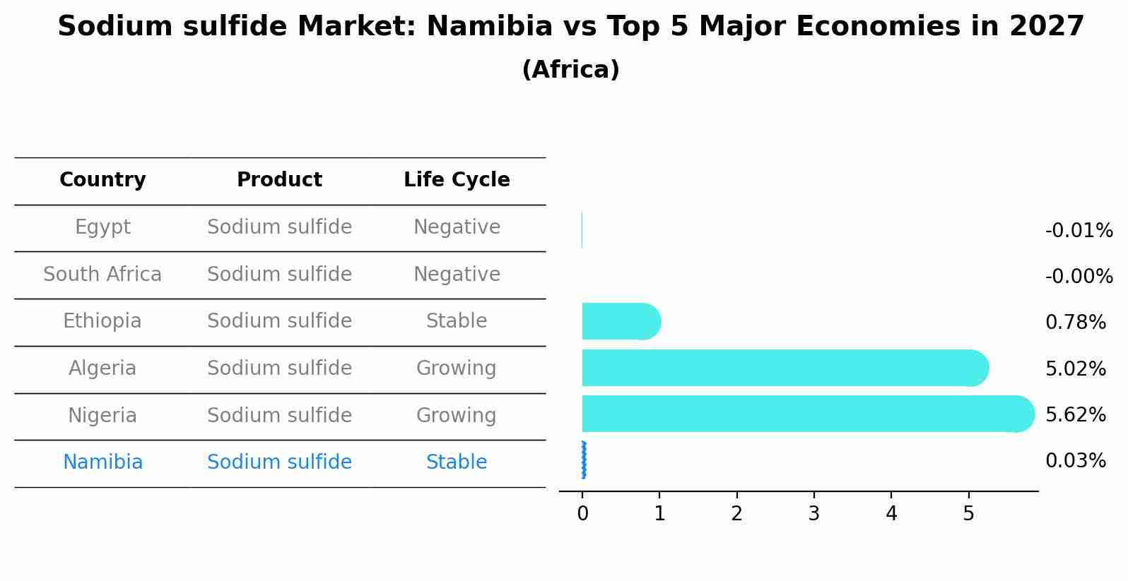 Sodium sulfide Market: Namibia vs Top 5 Major Economies in 2027 (Africa)