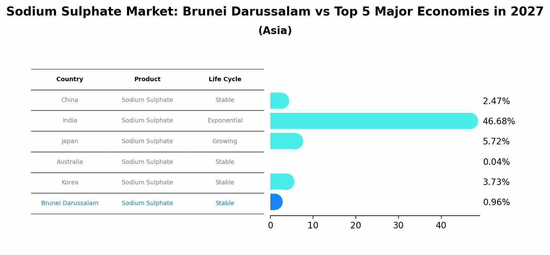 Sodium Sulphate Market: Brunei Darussalam vs Top 5 Major Economies in 2027 (Asia)
