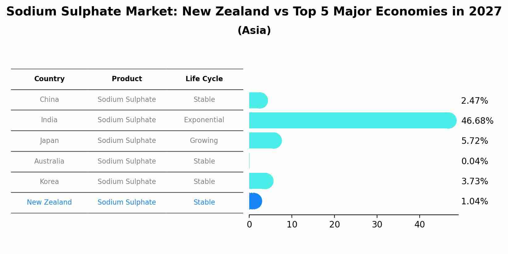 Sodium Sulphate Market: New Zealand vs Top 5 Major Economies in 2027 (Asia)