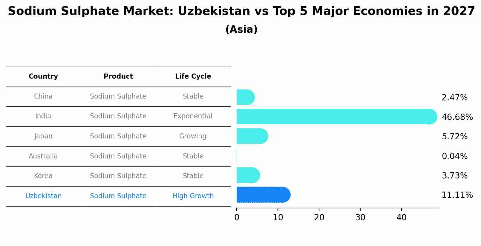 Sodium Sulphate Market: Uzbekistan vs Top 5 Major Economies in 2027 (Asia)