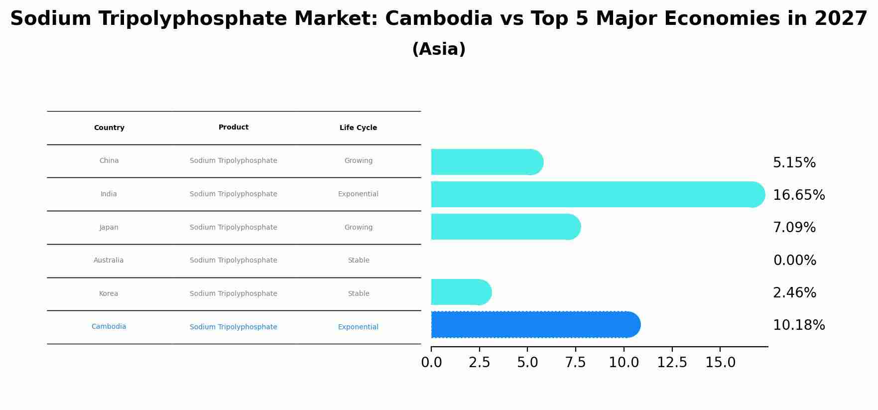 Sodium Tripolyphosphate Market: Cambodia vs Top 5 Major Economies in 2027 (Asia)