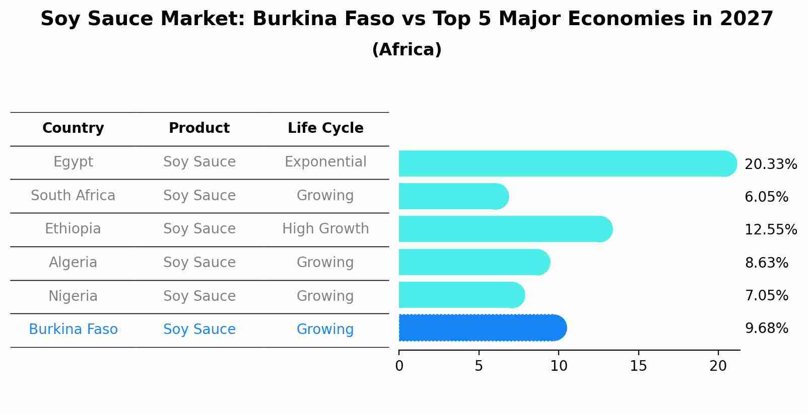 Soy Sauce Market: Burkina Faso vs Top 5 Major Economies in 2027 (Africa)