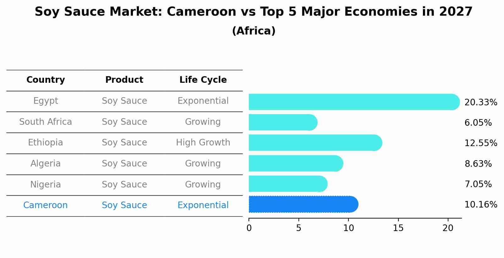 Soy Sauce Market: Cameroon vs Top 5 Major Economies in 2027 (Africa)