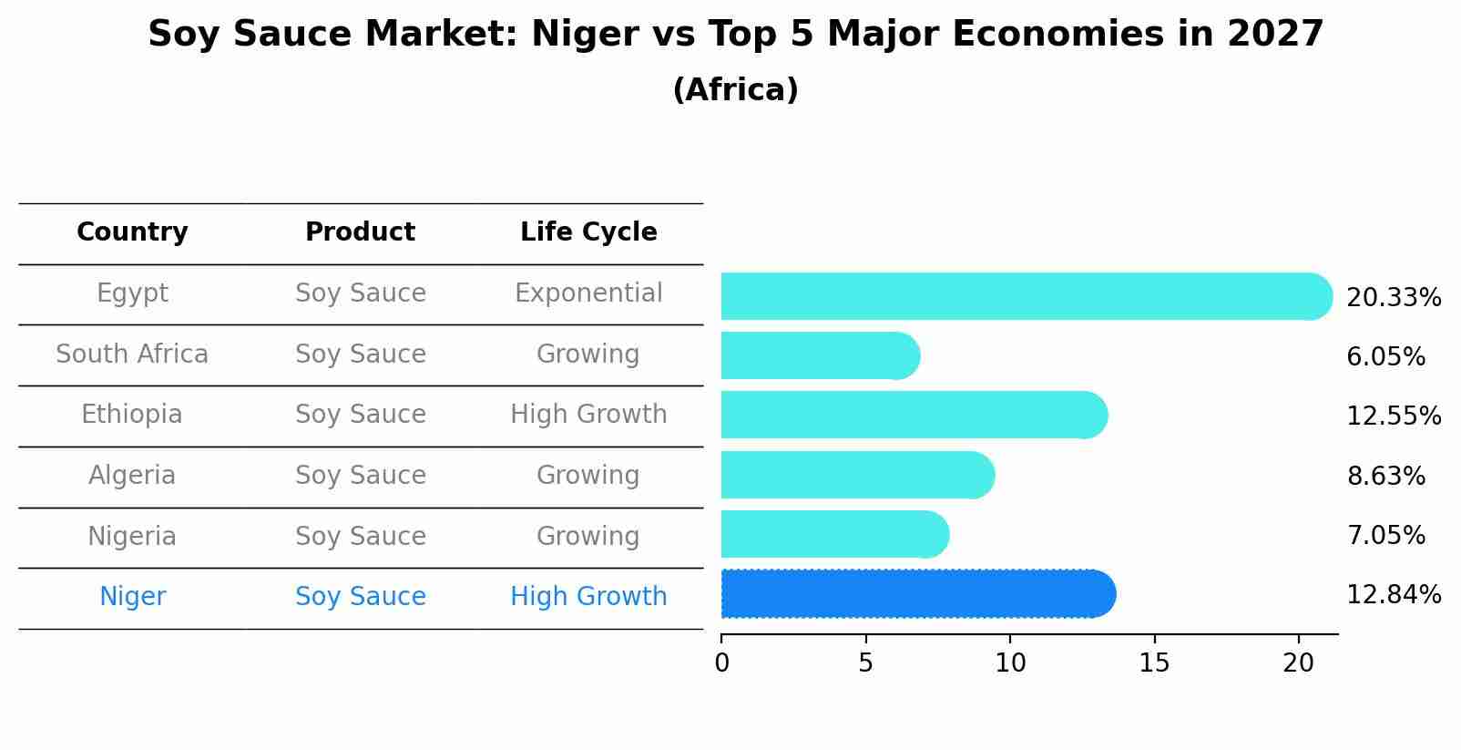 Soy Sauce Market: Niger vs Top 5 Major Economies in 2027 (Africa)