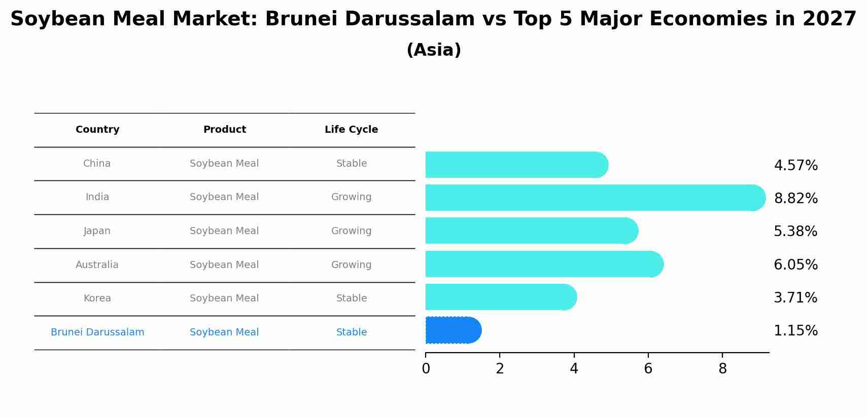 Soybean Meal Market: Brunei Darussalam vs Top 5 Major Economies in 2027 (Asia)
