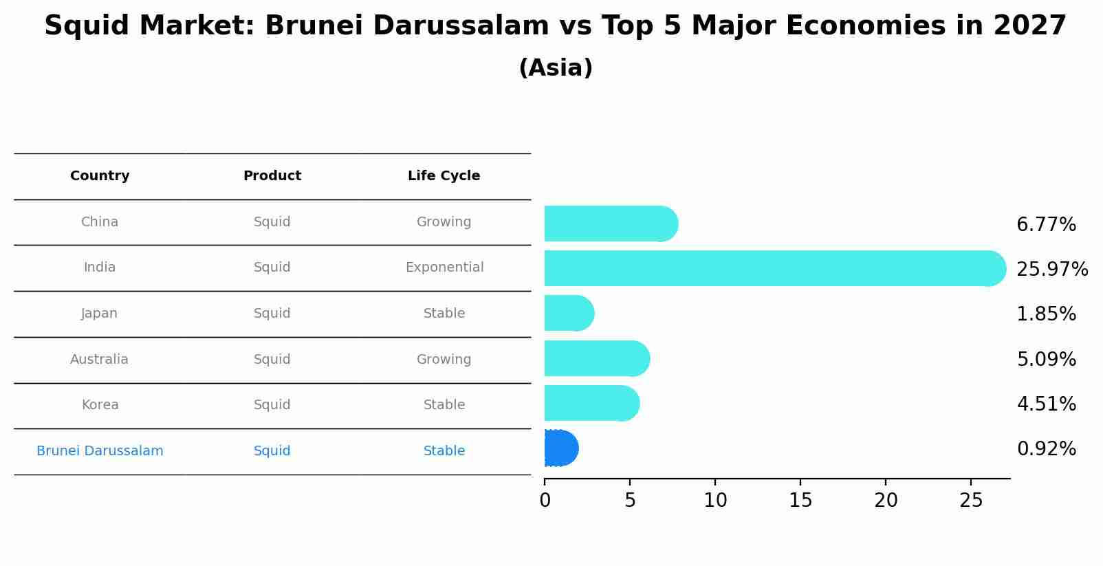 Squid Market: Brunei Darussalam vs Top 5 Major Economies in 2027 (Asia)