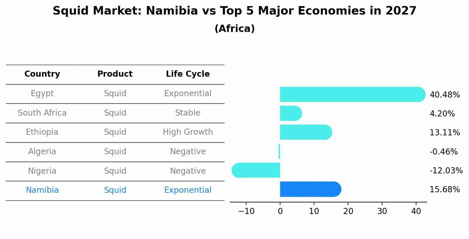 Squid Market: Namibia vs Top 5 Major Economies in 2027 (Africa)