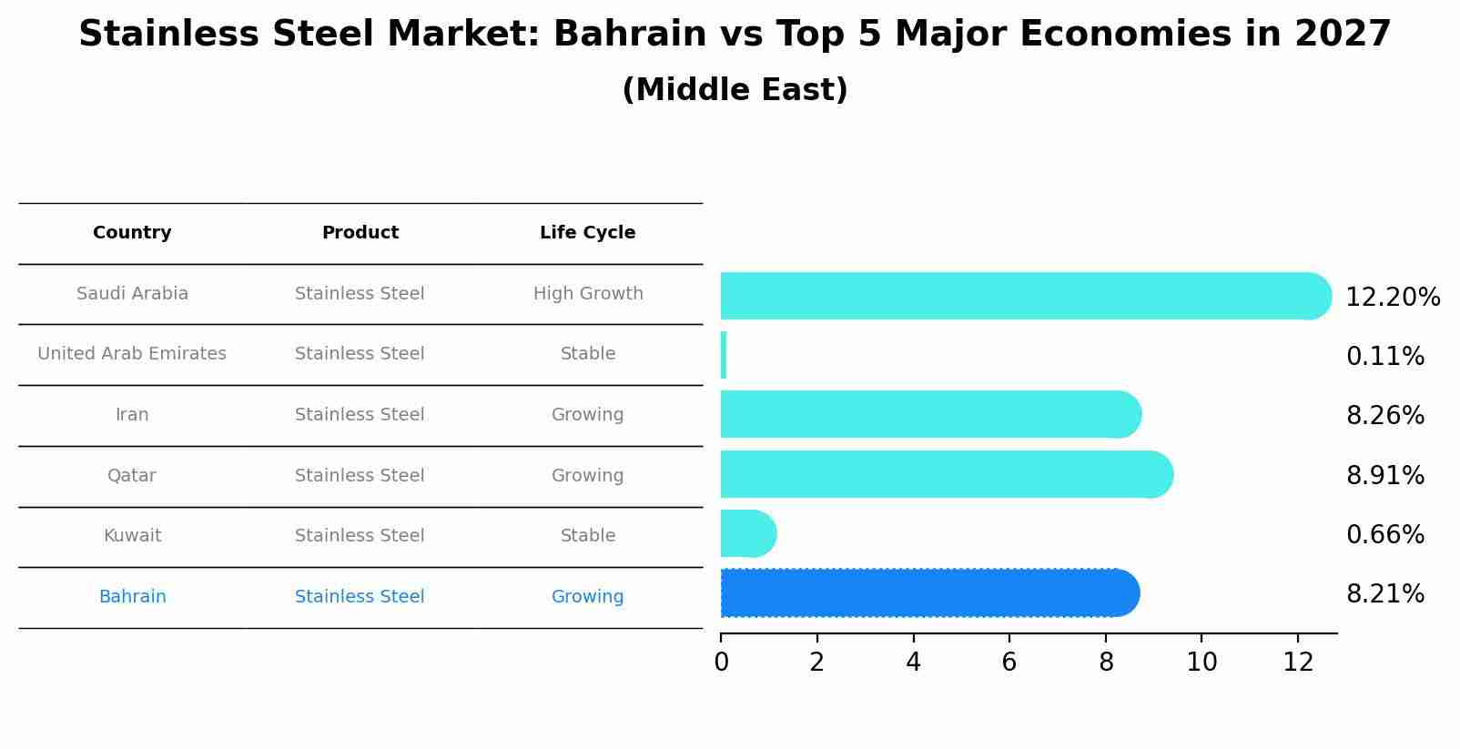 Stainless Steel Market: Bahrain vs Top 5 Major Economies in 2027 (Middle East)