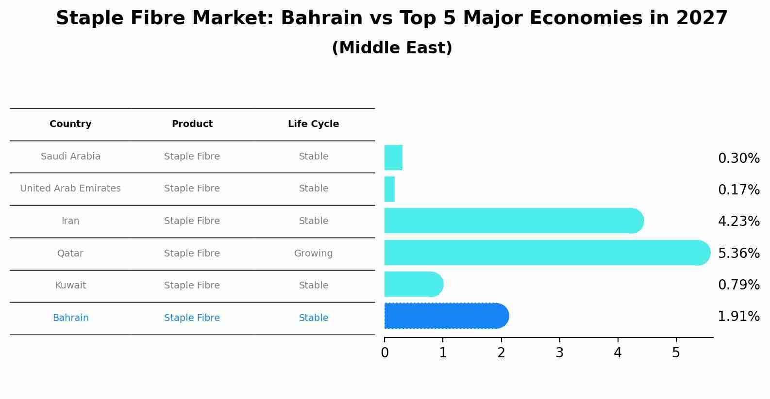 Staple Fibre Market: Bahrain vs Top 5 Major Economies in 2027 (Middle East)
