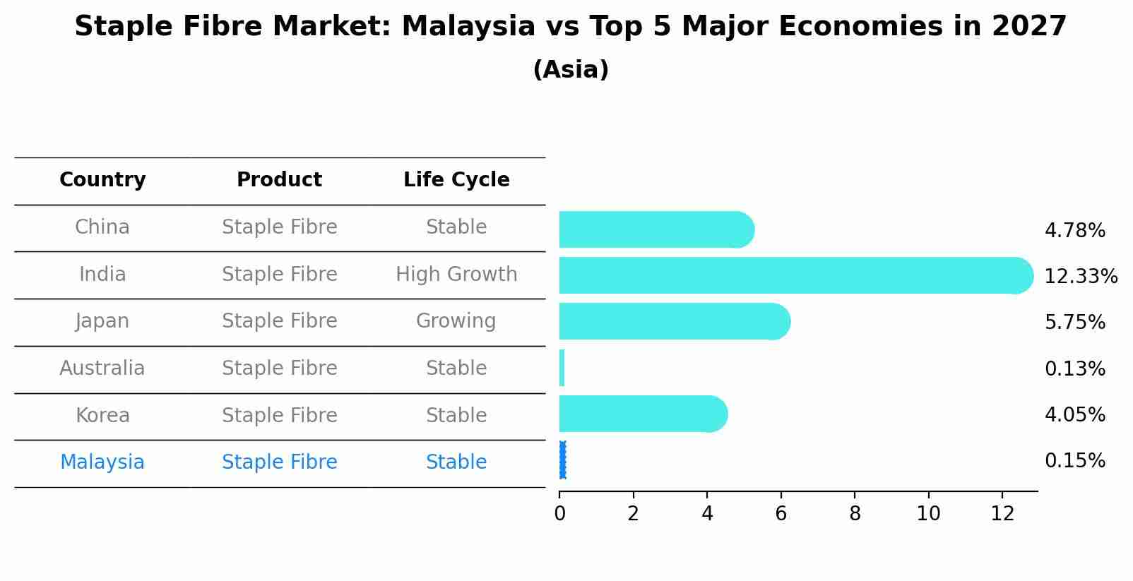 Staple Fibre Market: Malaysia vs Top 5 Major Economies in 2027 (Asia)