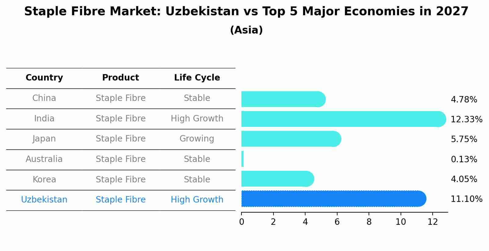 Staple Fibre Market: Uzbekistan vs Top 5 Major Economies in 2027 (Asia)