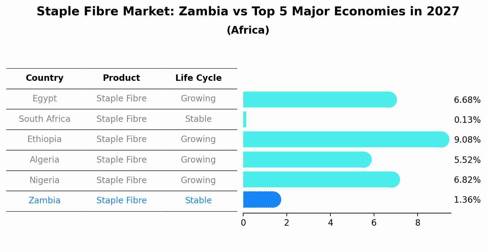 Staple Fibre Market: Zambia vs Top 5 Major Economies in 2027 (Africa)