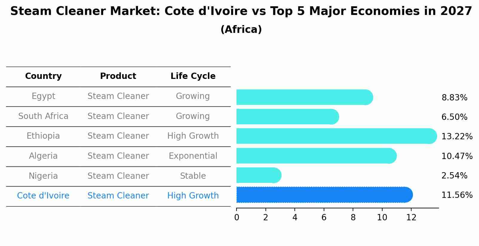 Steam Cleaner Market: Cote d'Ivoire vs Top 5 Major Economies in 2027 (Africa)