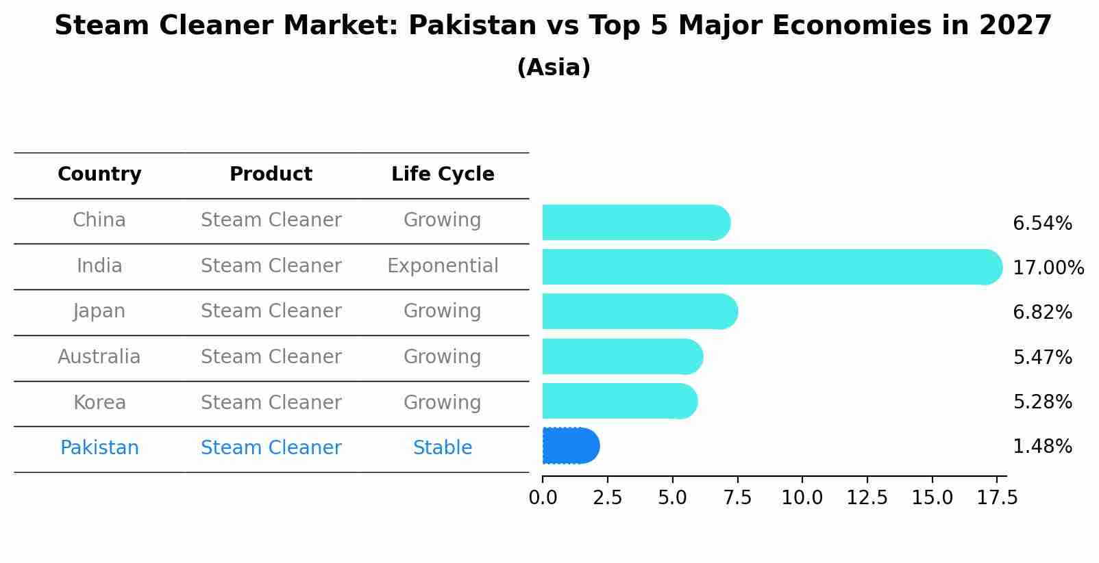 Steam Cleaner Market: Pakistan vs Top 5 Major Economies in 2027 (Asia)