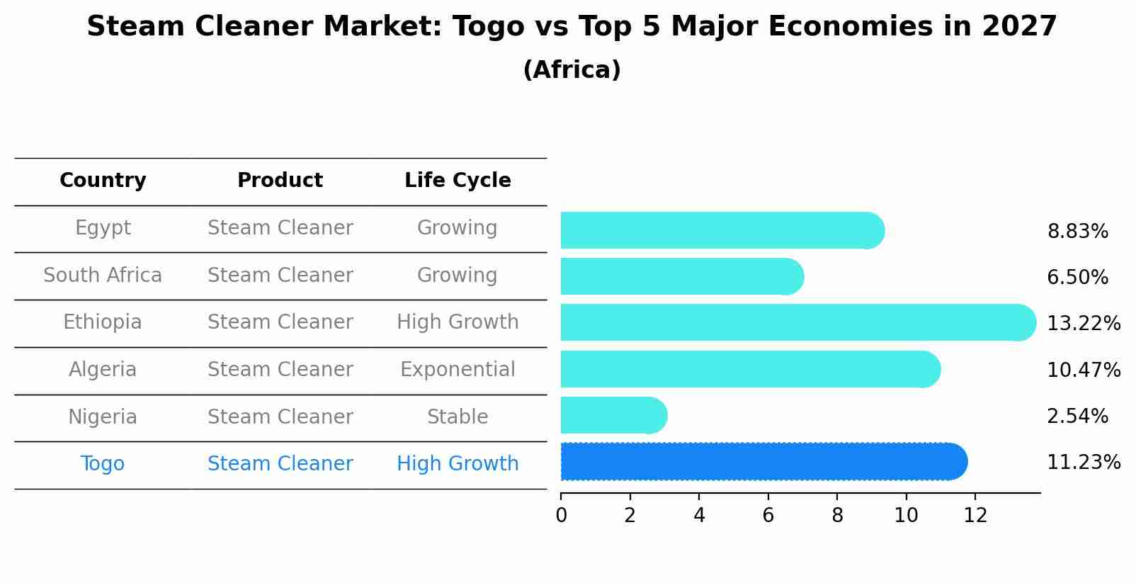Steam Cleaner Market: Togo vs Top 5 Major Economies in 2027 (Africa)