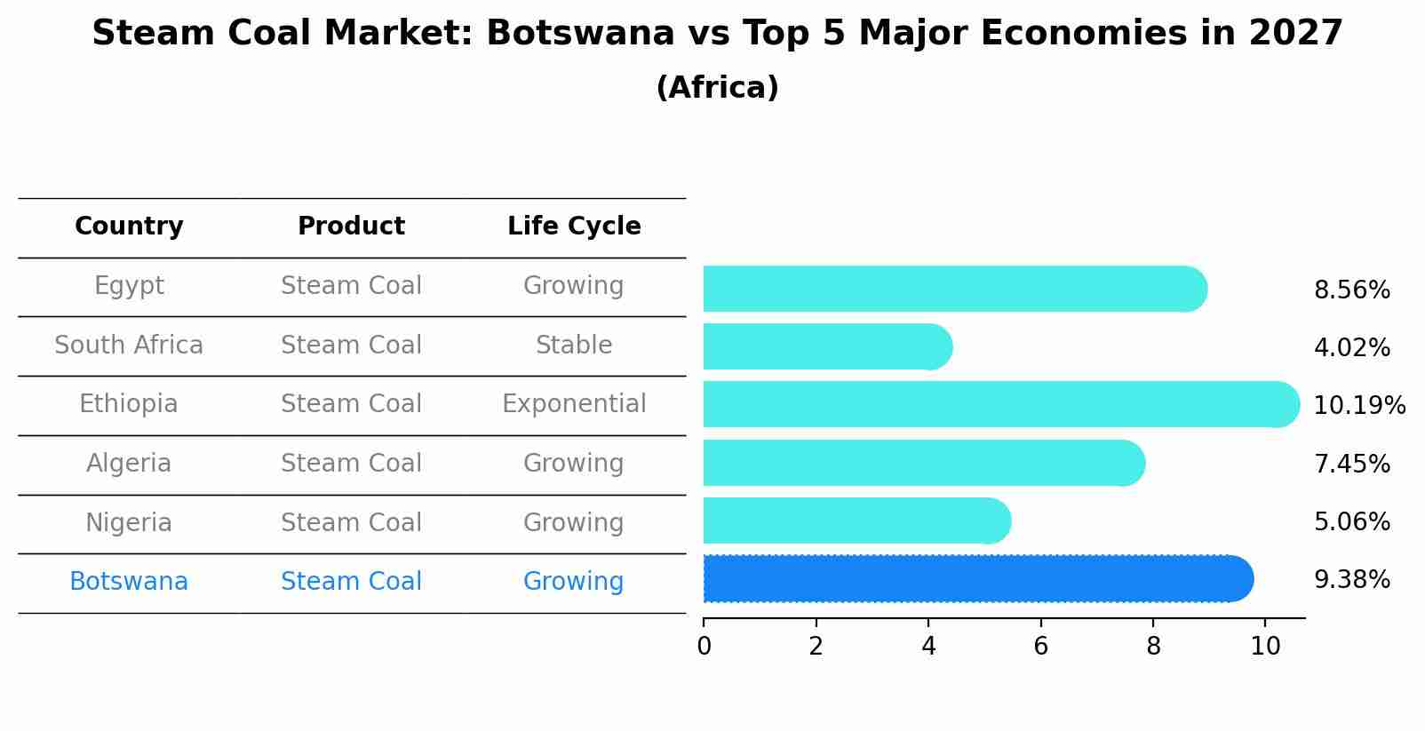 Steam Coal Market: Botswana vs Top 5 Major Economies in 2027 (Africa)