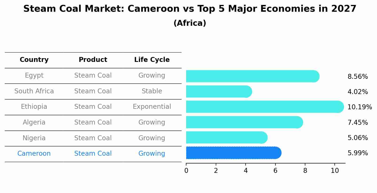 Steam Coal Market: Cameroon vs Top 5 Major Economies in 2027 (Africa)
