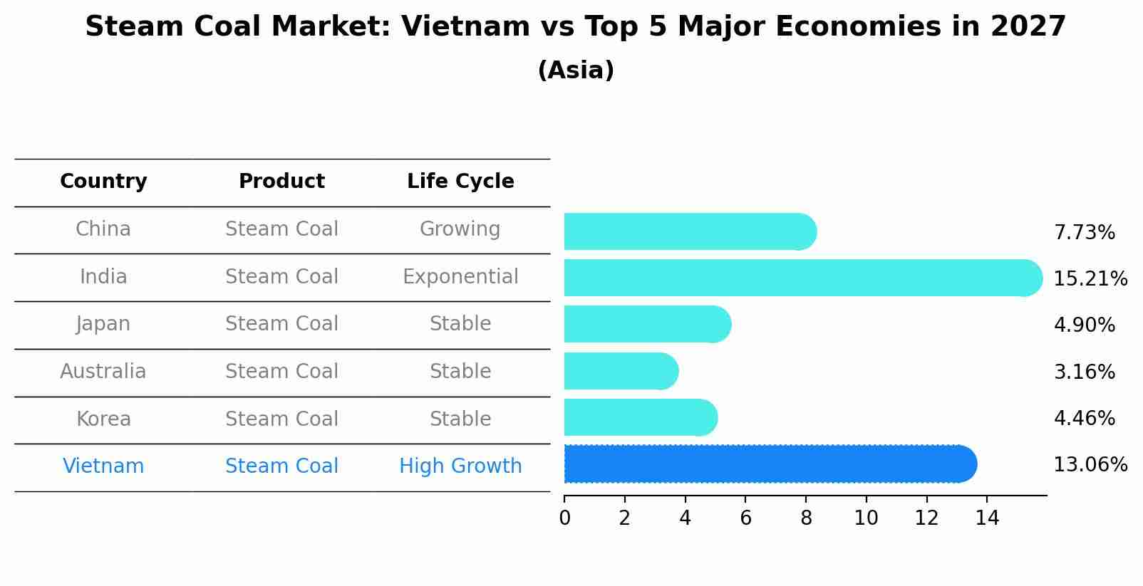 Steam Coal Market: Vietnam vs Top 5 Major Economies in 2027 (Asia)