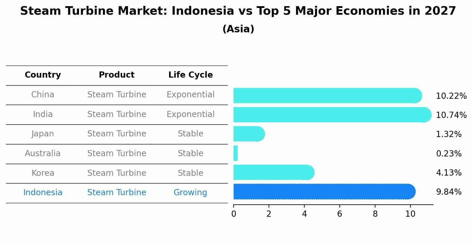 Steam Turbine Market: Indonesia vs Top 5 Major Economies in 2027 (Asia)