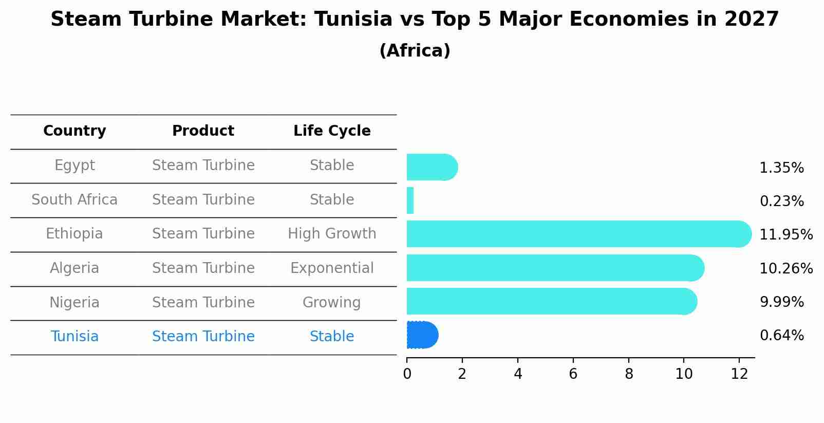 Steam Turbine Market: Tunisia vs Top 5 Major Economies in 2027 (Africa)