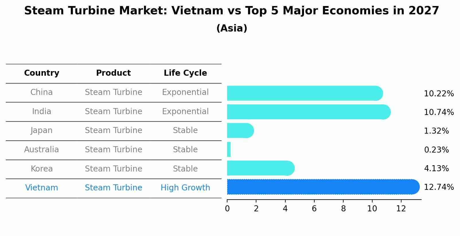 Steam Turbine Market: Vietnam vs Top 5 Major Economies in 2027 (Asia)