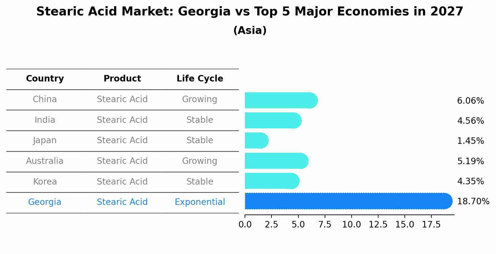 Stearic Acid Market: Georgia vs Top 5 Major Economies in 2027 (Asia)