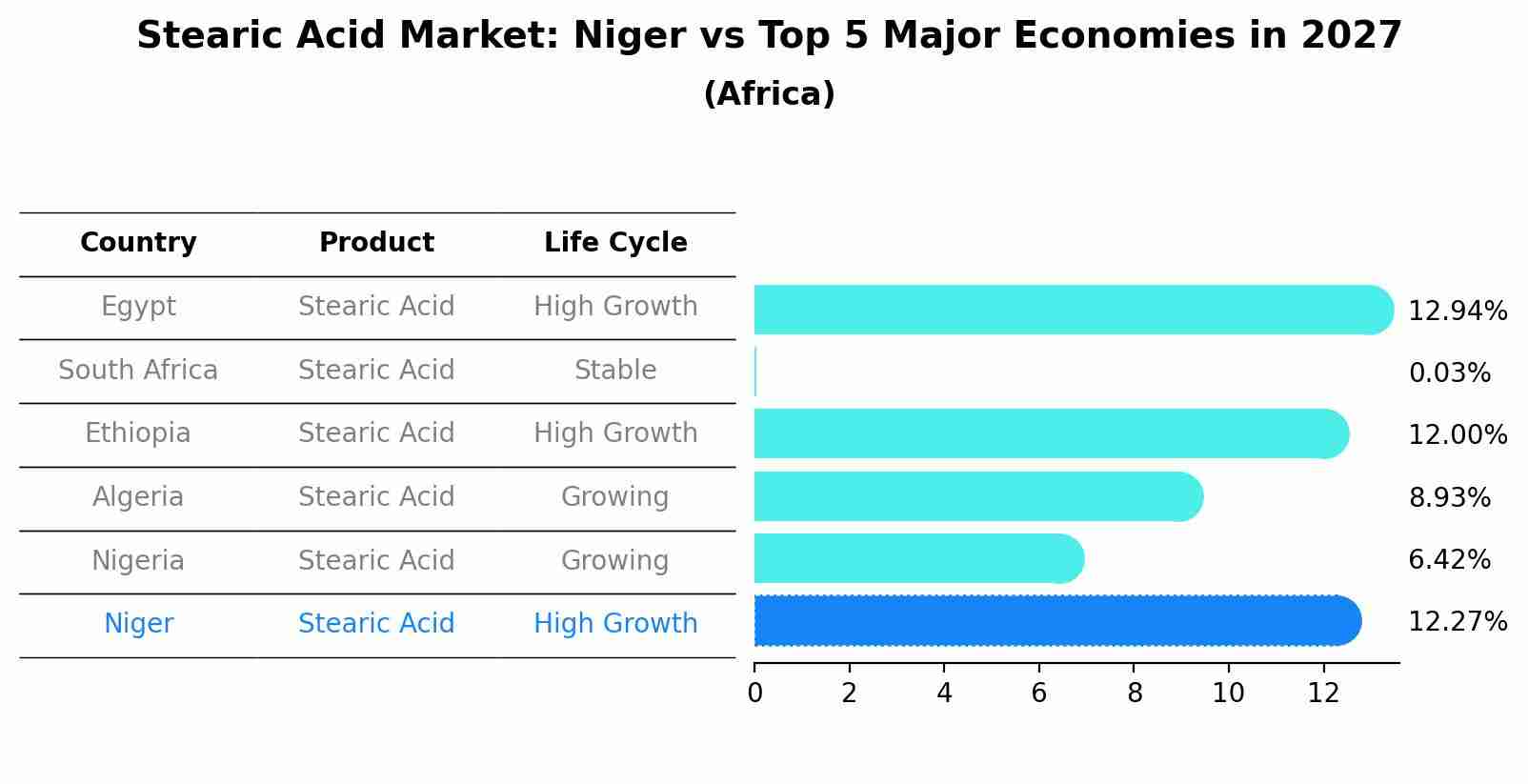 Stearic Acid Market: Niger vs Top 5 Major Economies in 2027 (Africa)