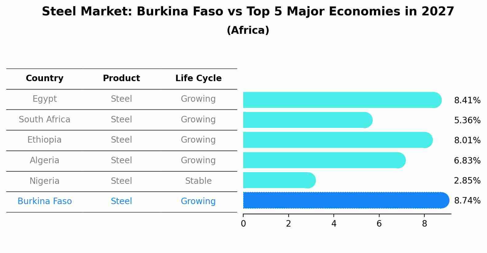 Steel Market: Burkina Faso vs Top 5 Major Economies in 2027 (Africa)