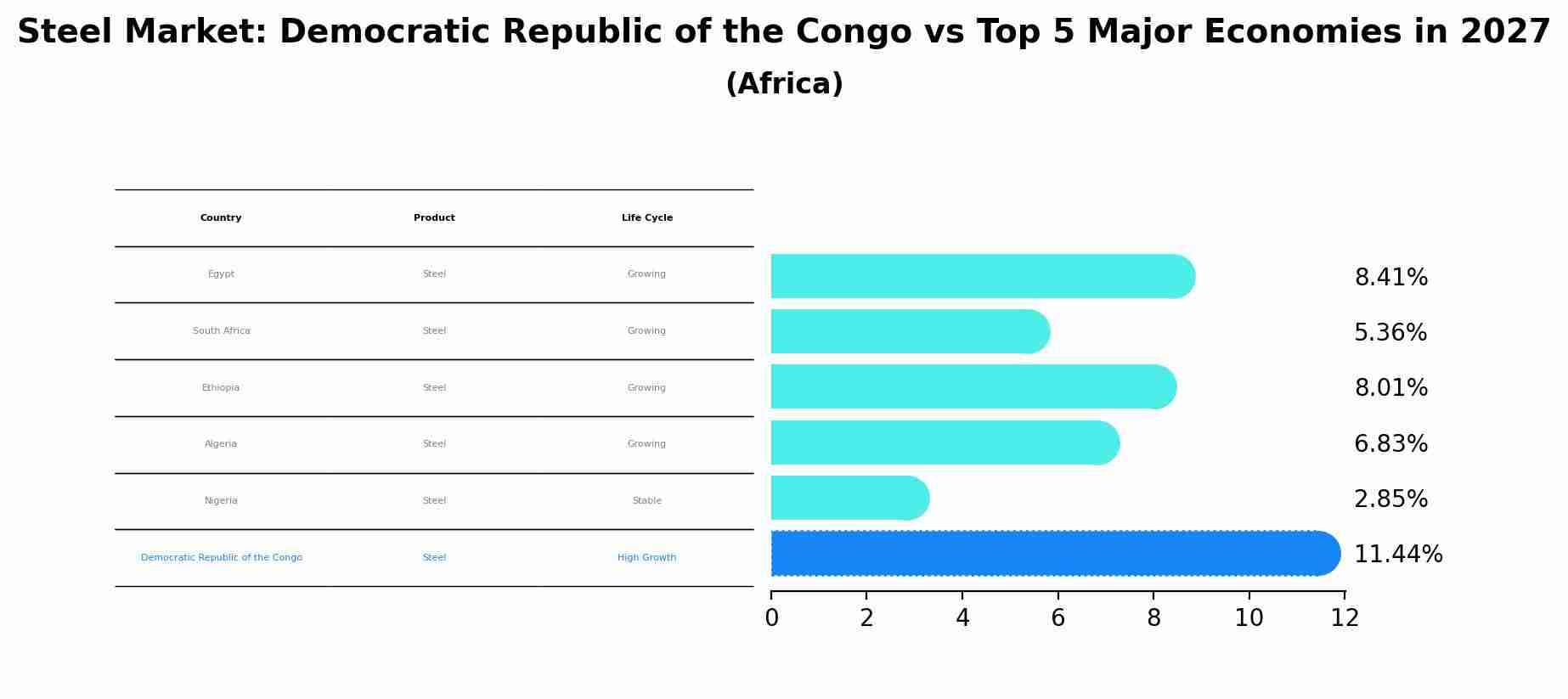 Steel Market: Democratic Republic of the Congo vs Top 5 Major Economies in 2027 (Africa)