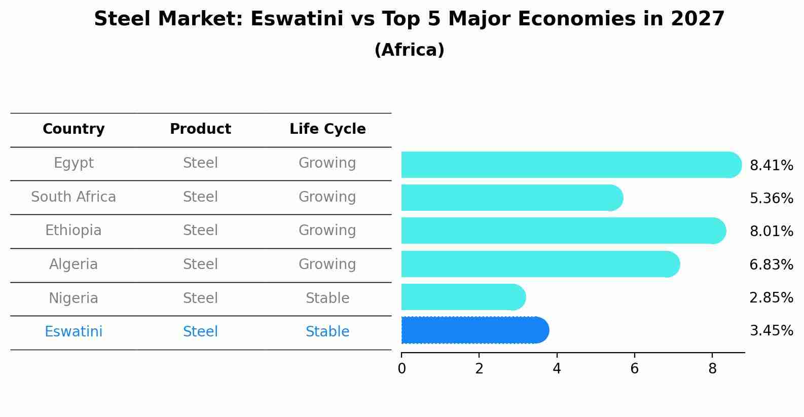 Steel Market: Eswatini vs Top 5 Major Economies in 2027 (Africa)