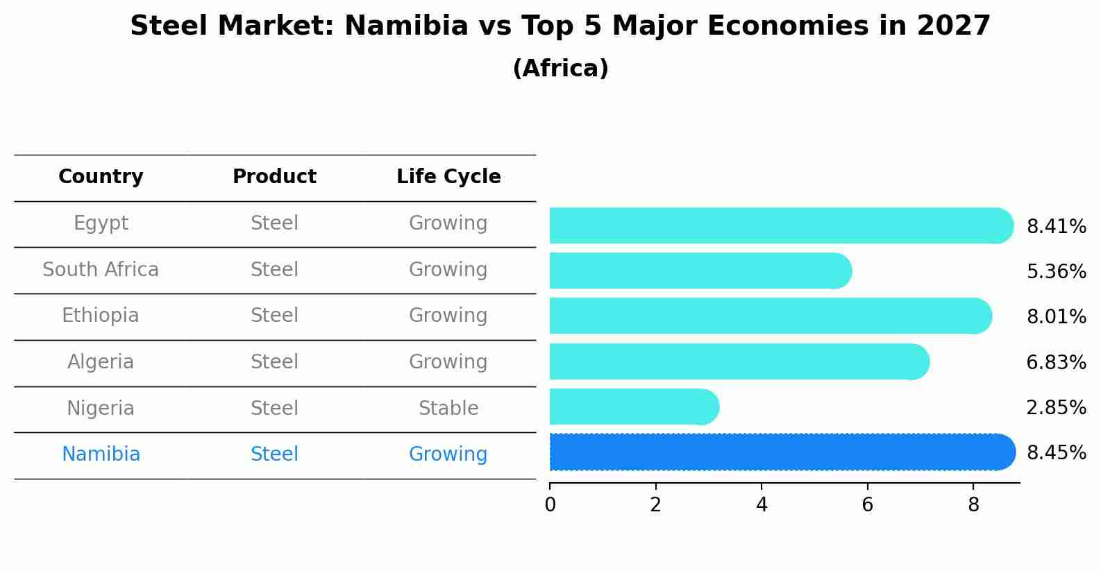 Steel Market: Namibia vs Top 5 Major Economies in 2027 (Africa)