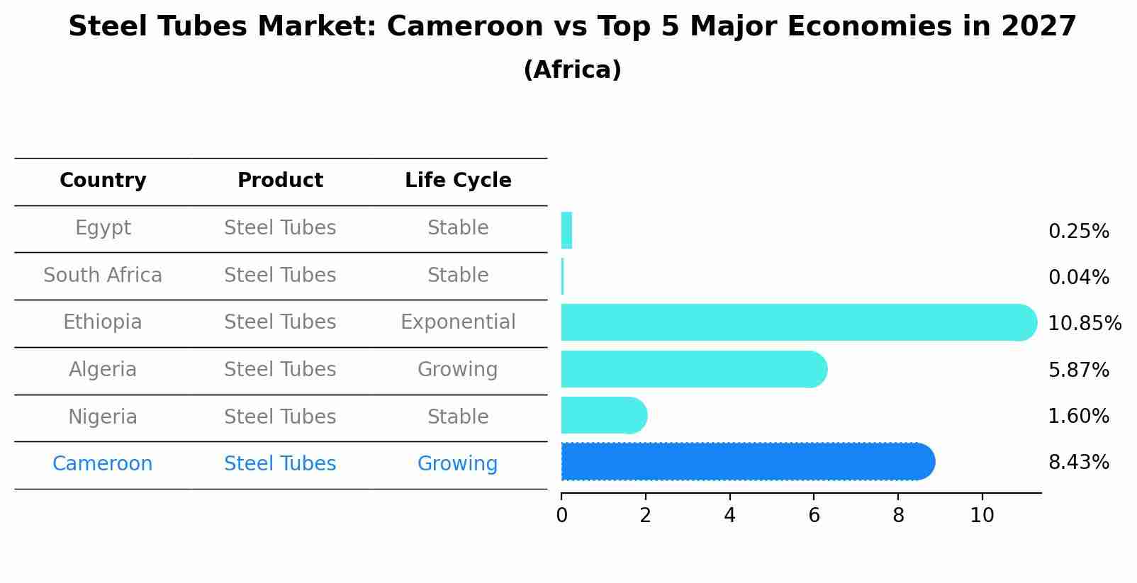 Steel Tubes Market: Cameroon vs Top 5 Major Economies in 2027 (Africa)