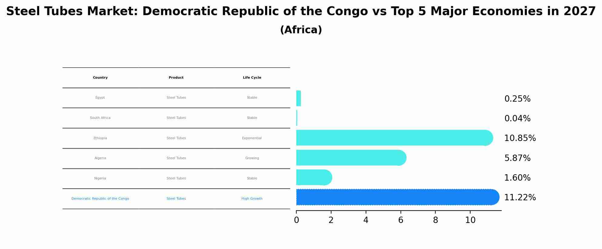 Steel Tubes Market: Democratic Republic of the Congo vs Top 5 Major Economies in 2027 (Africa)