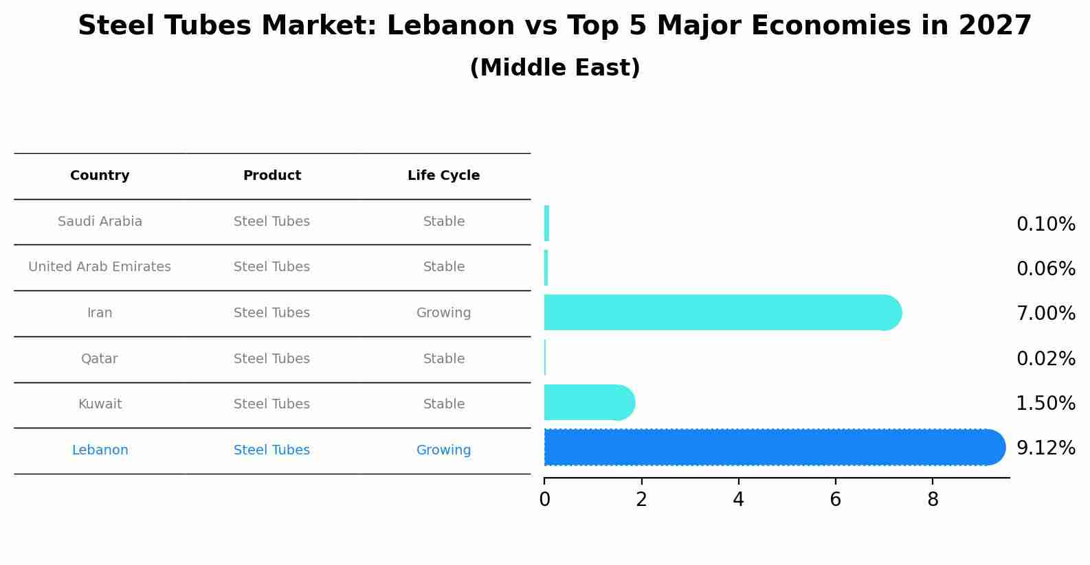 Steel Tubes Market: Lebanon vs Top 5 Major Economies in 2027 (Middle East)
