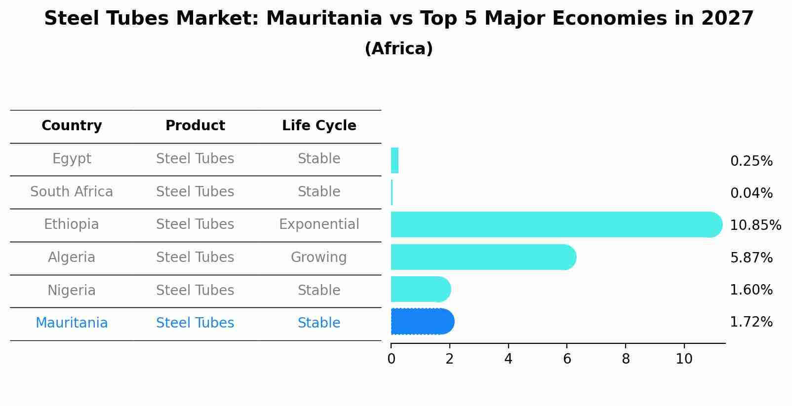 Steel Tubes Market: Mauritania vs Top 5 Major Economies in 2027 (Africa)