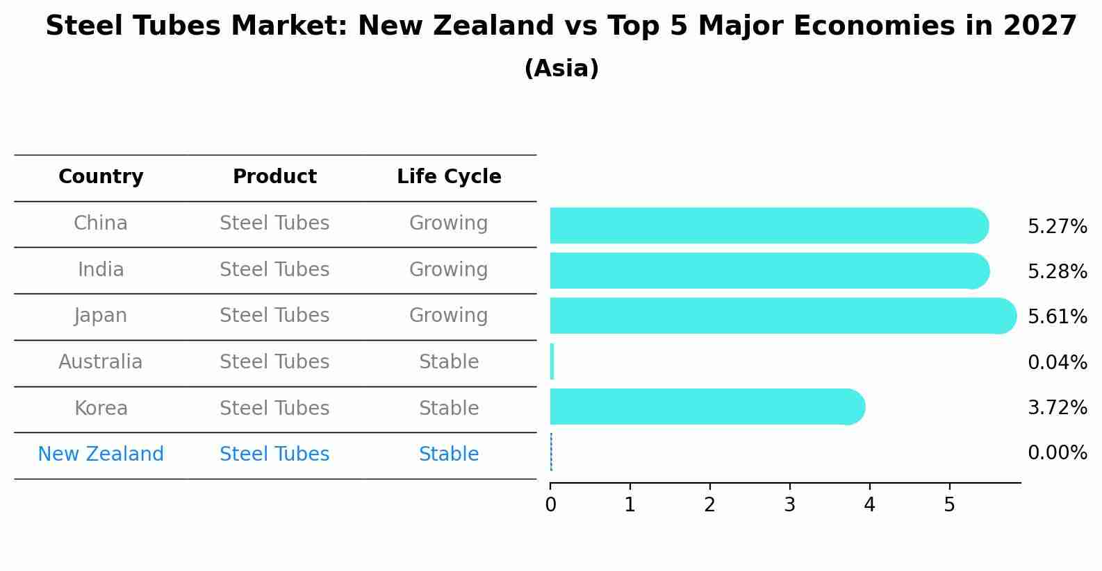 Steel Tubes Market: New Zealand vs Top 5 Major Economies in 2027 (Asia)