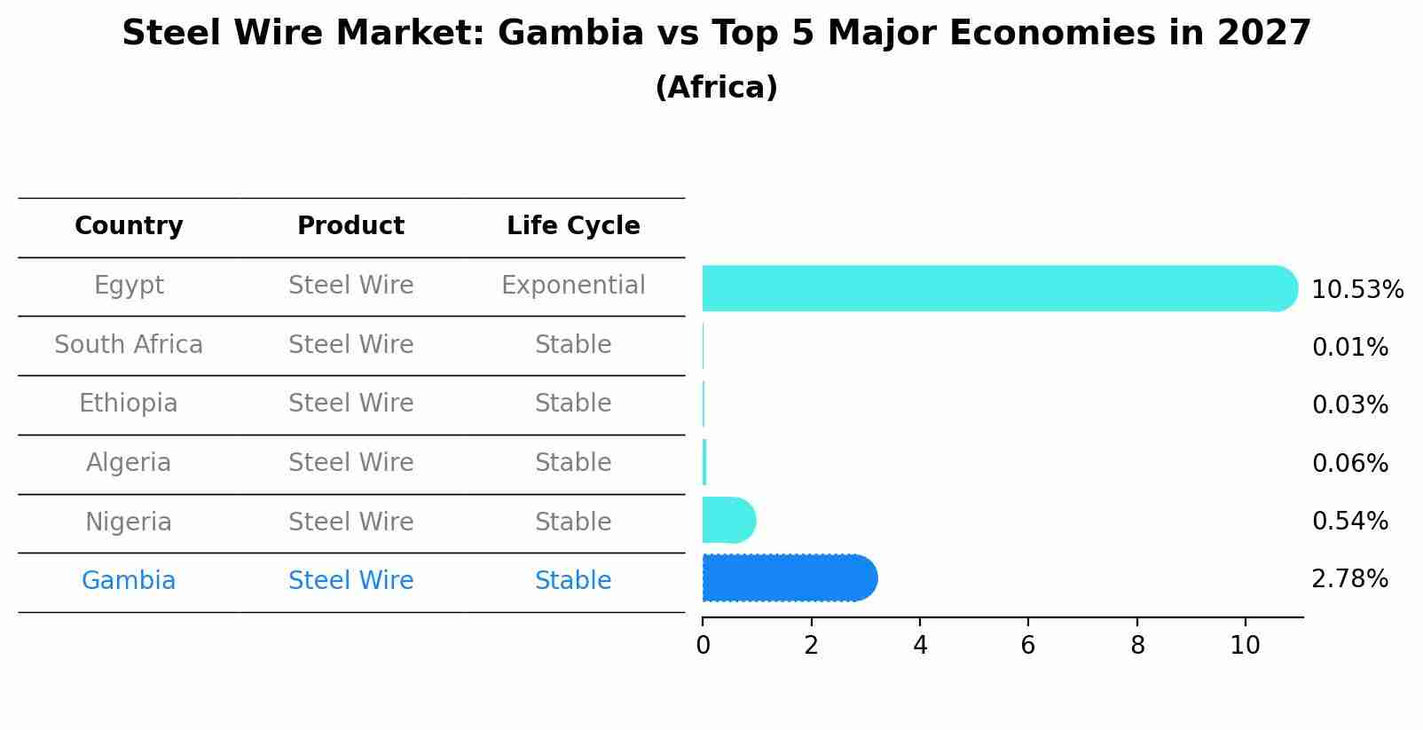 Steel Wire Market: Gambia vs Top 5 Major Economies in 2027 (Africa)