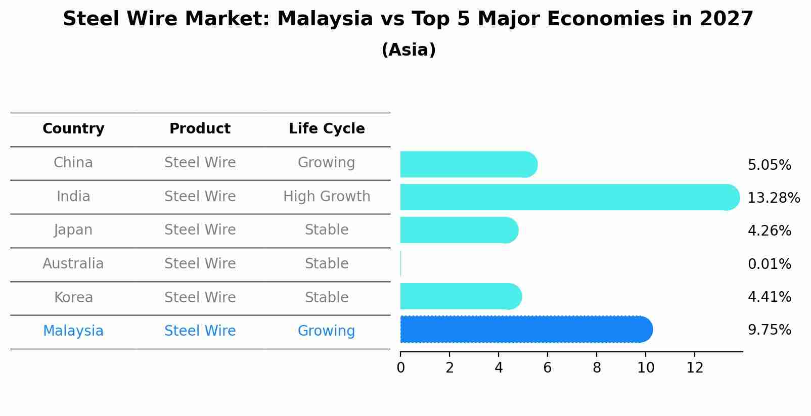 Steel Wire Market: Malaysia vs Top 5 Major Economies in 2027 (Asia)