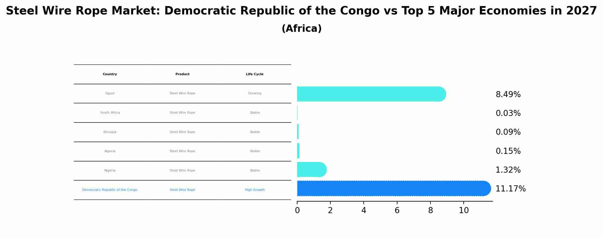 Steel Wire Rope Market: Democratic Republic of the Congo vs Top 5 Major Economies in 2027 (Africa)