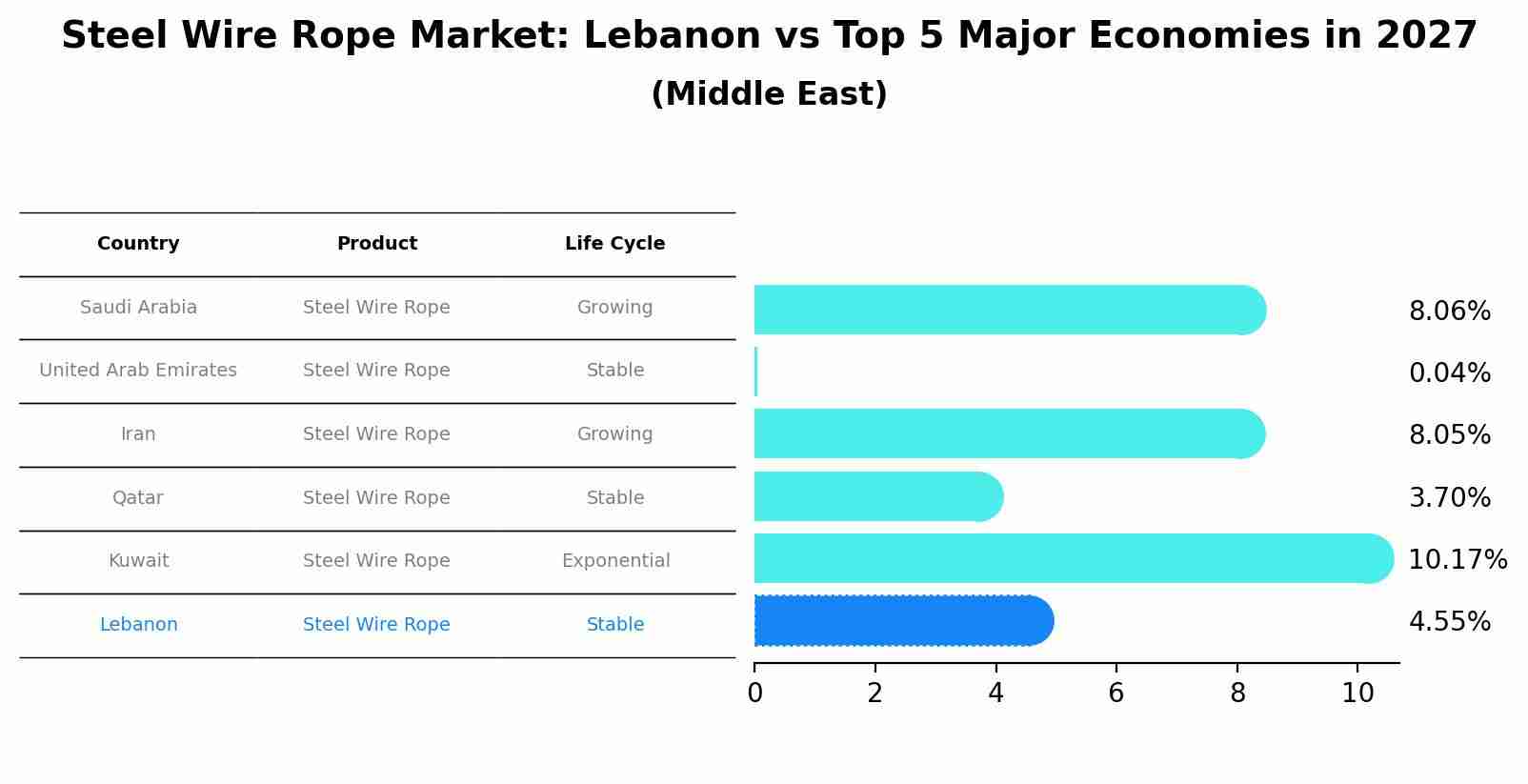 Steel Wire Rope Market: Lebanon vs Top 5 Major Economies in 2027 (Middle East)