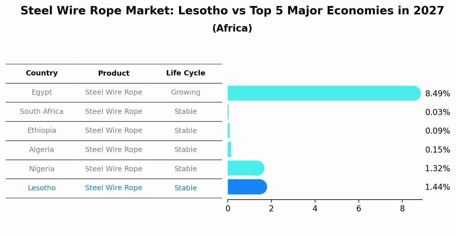 Steel Wire Rope Market: Lesotho vs Top 5 Major Economies in 2027 (Africa)