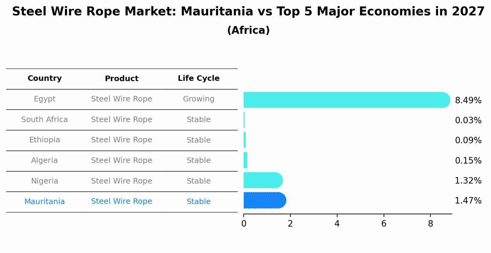 Steel Wire Rope Market: Mauritania vs Top 5 Major Economies in 2027 (Africa)