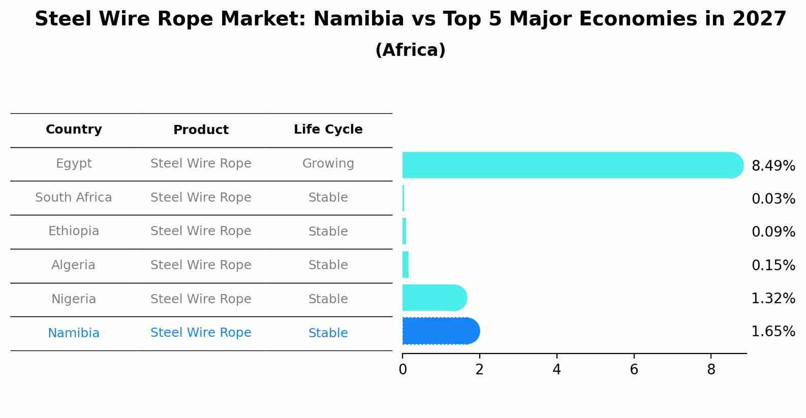 Steel Wire Rope Market: Namibia vs Top 5 Major Economies in 2027 (Africa)